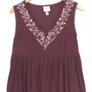 Embroidered Sleeveless Top - Purple